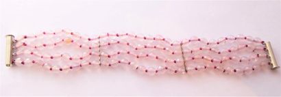 BRACELET 4 rangs de boules de quartz ou agate...